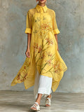 Conjunto de Dos Piezas: Vestido Midi Floral de Manga Corta & Vestido Slip
