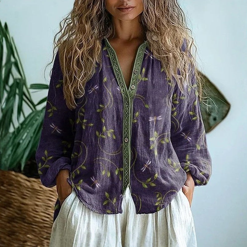 Martina | Blusa fluida con stampa rétro