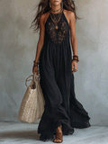 Vestido Maxi de Noche Bohemio Elegante sin Mangas con Drapeado Suave
