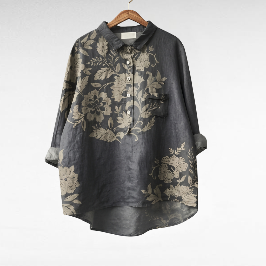 Chiara | Blusa elegante in lino con stampa floreale