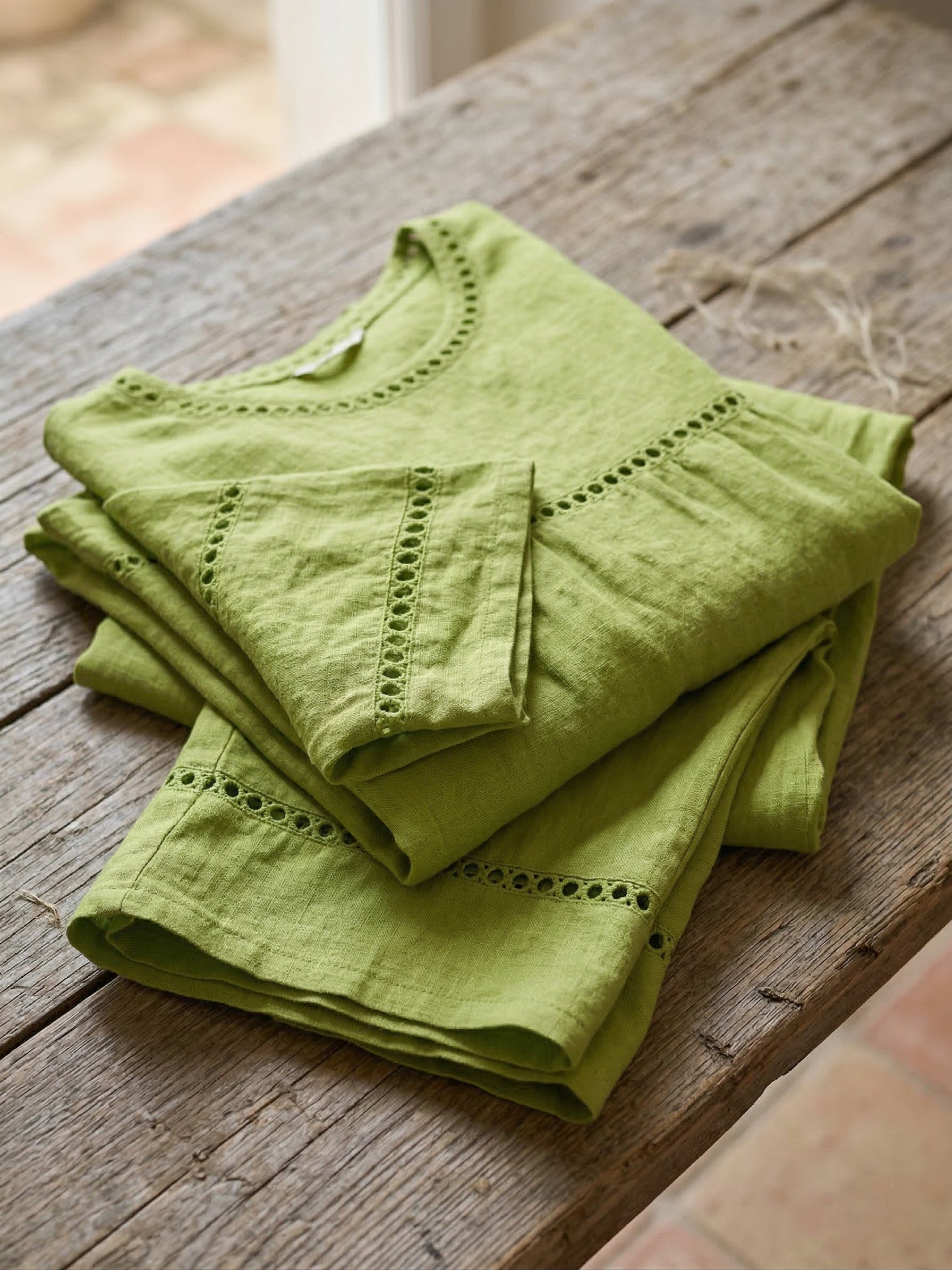 Conjunto de Dos Piezas de Lino Vintage Casual Holgado para Mujer