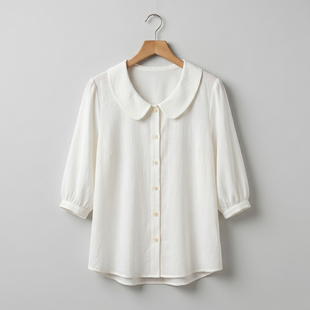 Alessia | Blusa elegante in cotone leggero con colletto arrotondato