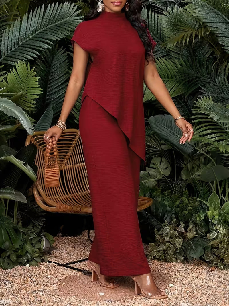 🌷Set de Camiseta Sin Mangas Asimétrica y Pantalón – Conjunto de Dos Piezas para Mujer