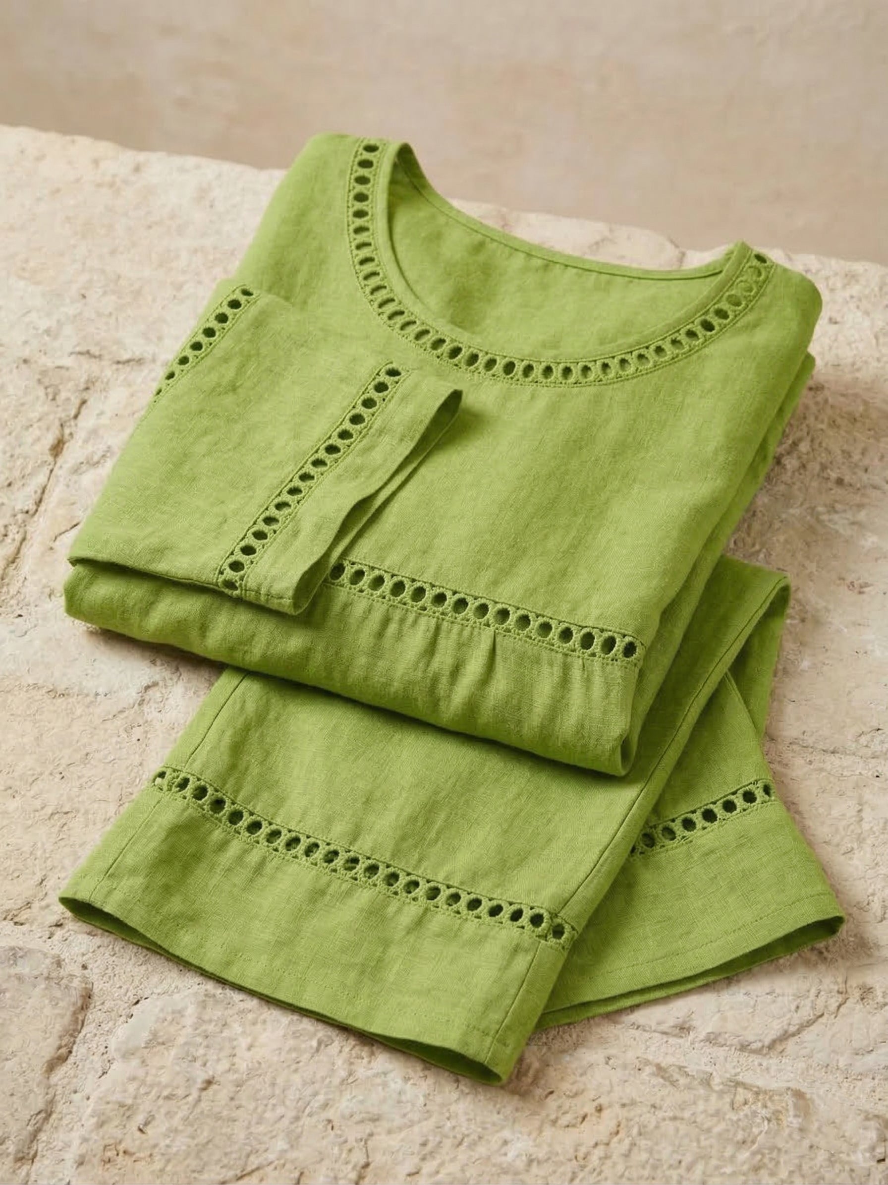 Conjunto de Dos Piezas de Lino Vintage Casual Holgado para Mujer