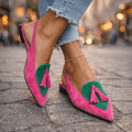 Lorena | Mules Plates Bicolores Suédine & Pompons