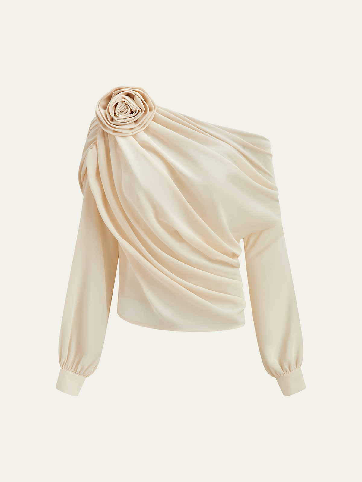 Blusa Asimétrica de Un Hombro en Gasa Semitransparente