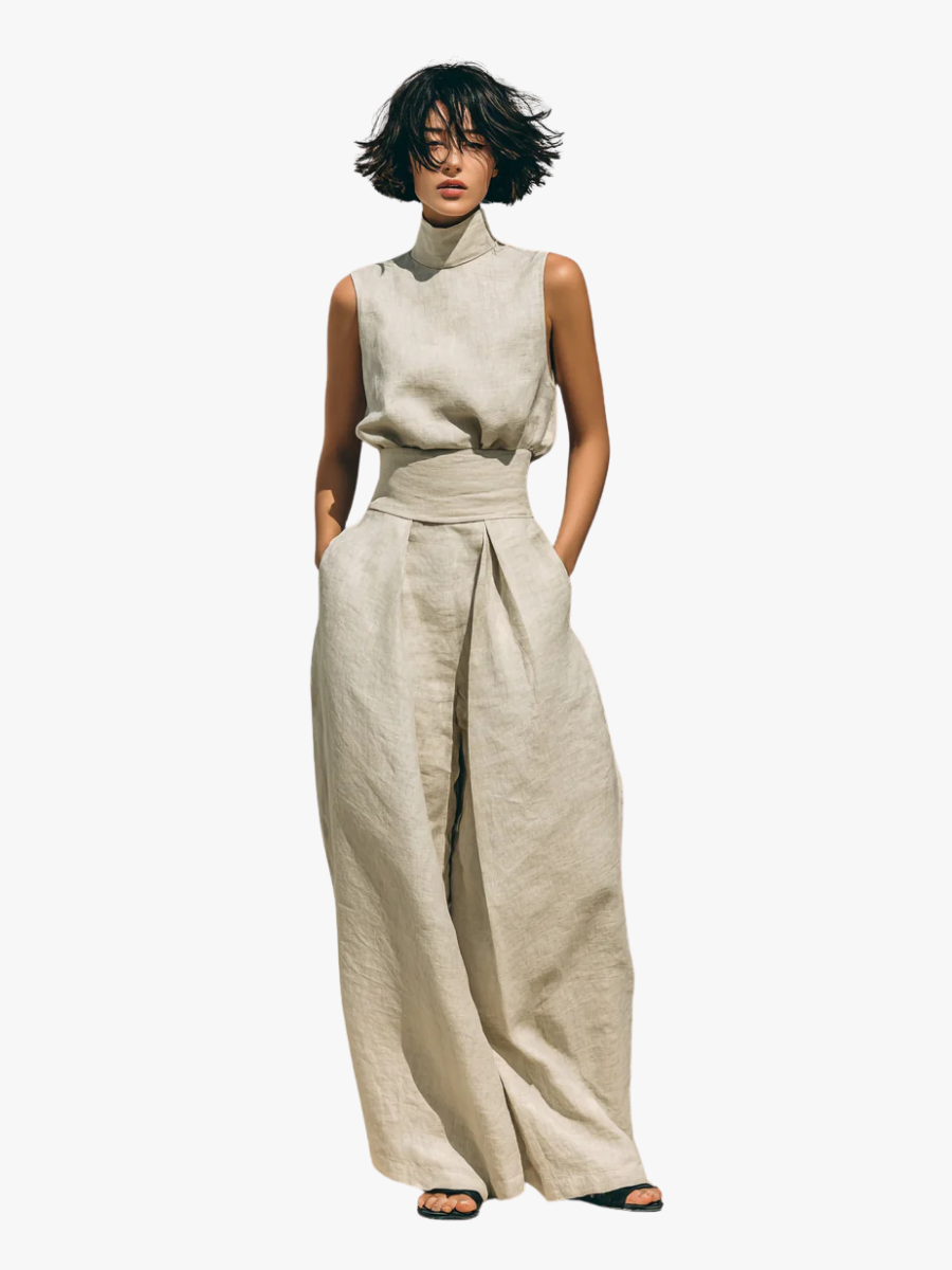 MOREAU LYON | CONJUNTO PANTALÓN ANCHO DE ALGODÓN PARA MUJER