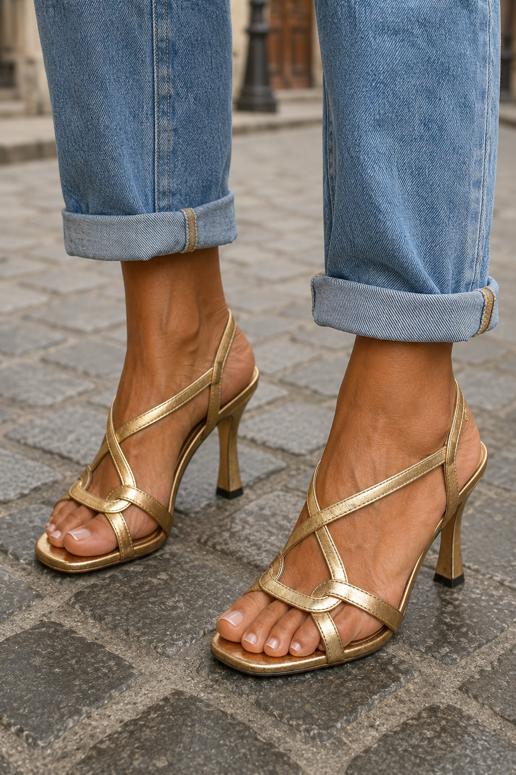 Cassie™ | Sandalias de Tacón Golden Summer Charm