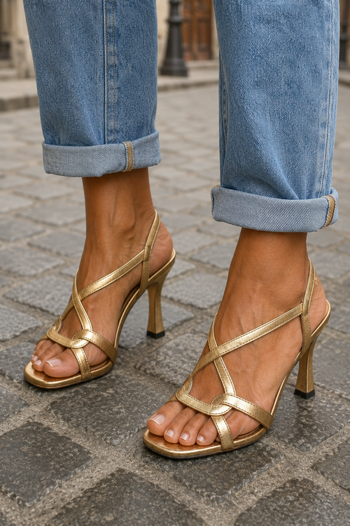 Cassie™ | Sandalias de Tacón Golden Summer Charm