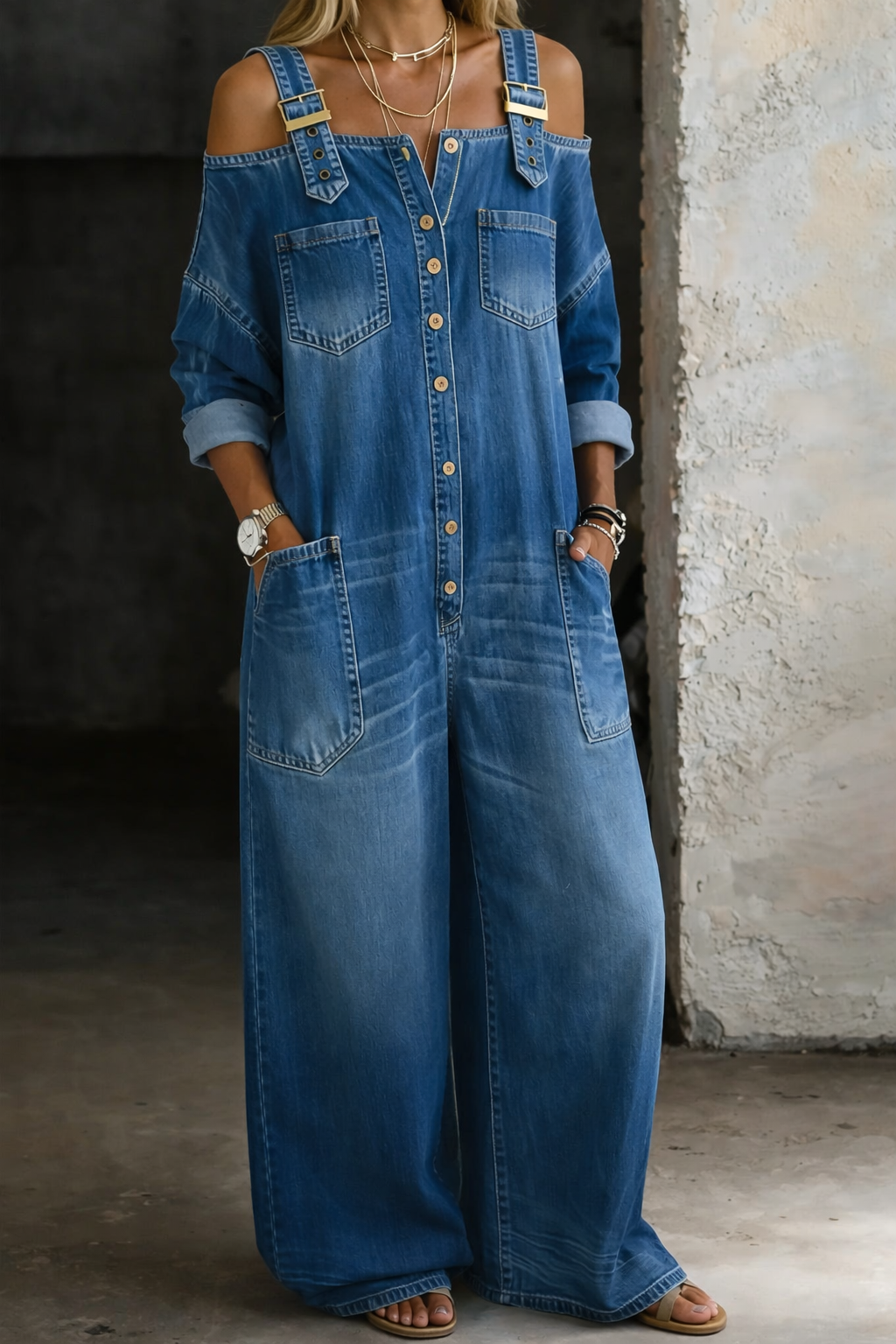 Sophia | Mono Denim Hombros Descubiertos