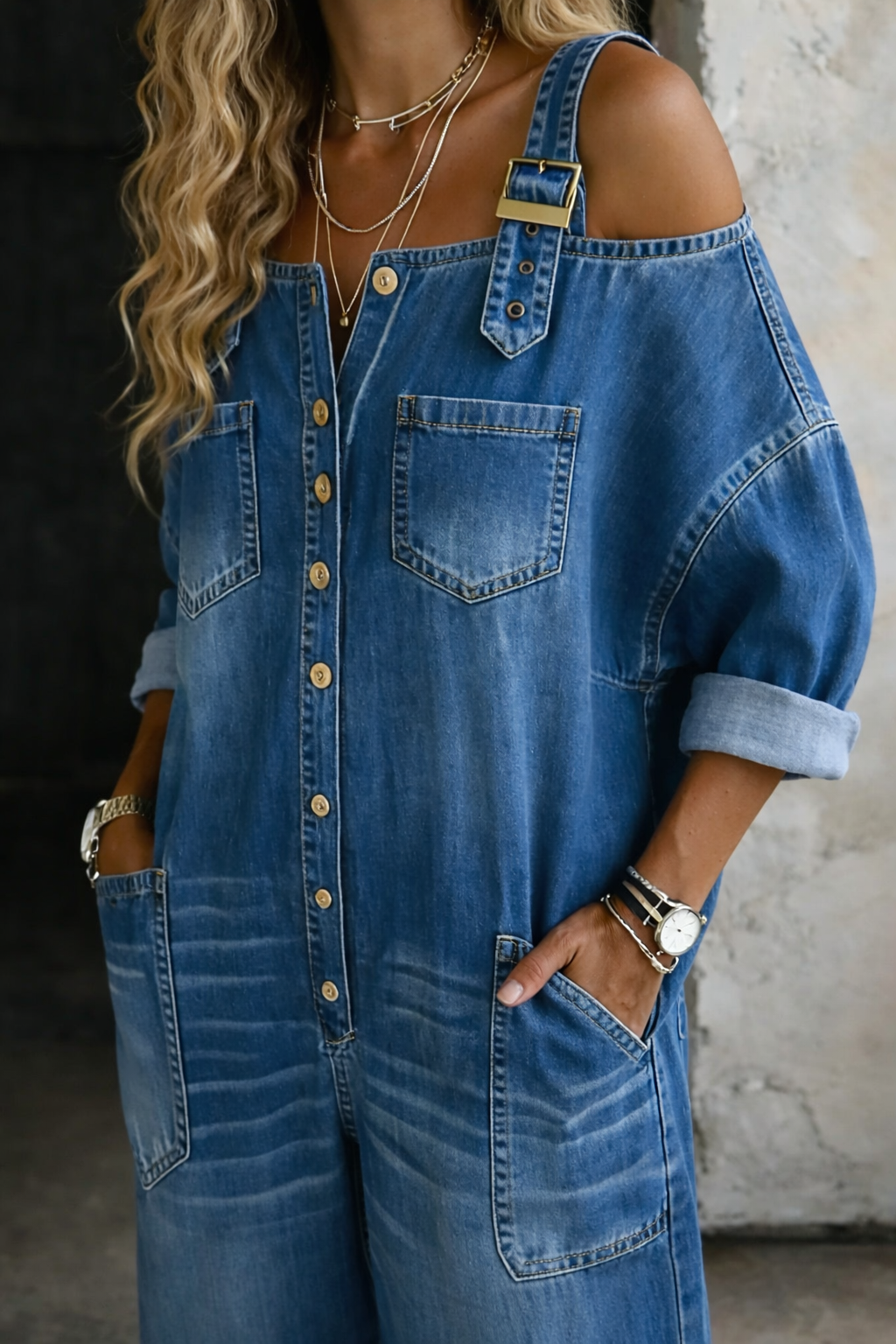 Sophia | Mono Denim Hombros Descubiertos
