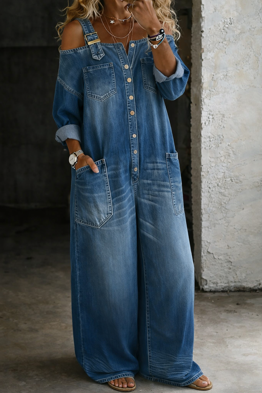 Sophia | Mono Denim Hombros Descubiertos