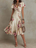 PROJECT MODA - Vestido midi de satén con estampado floral, elegante y de estilo retro