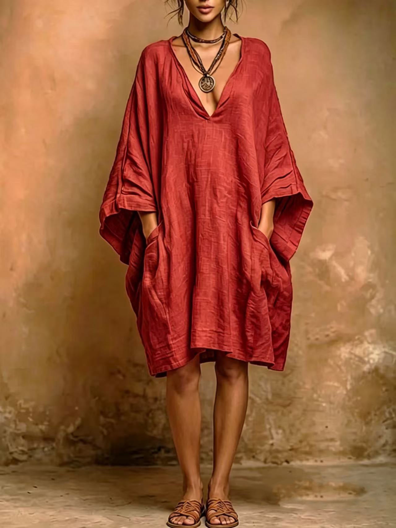 💝💝Vestido Casual Holgado de Algodón y Lino