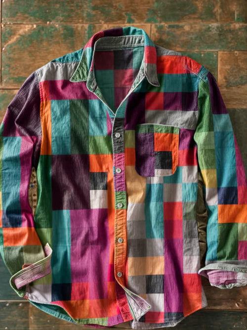 Arco | Camisa patchwork de manga larga multicolor