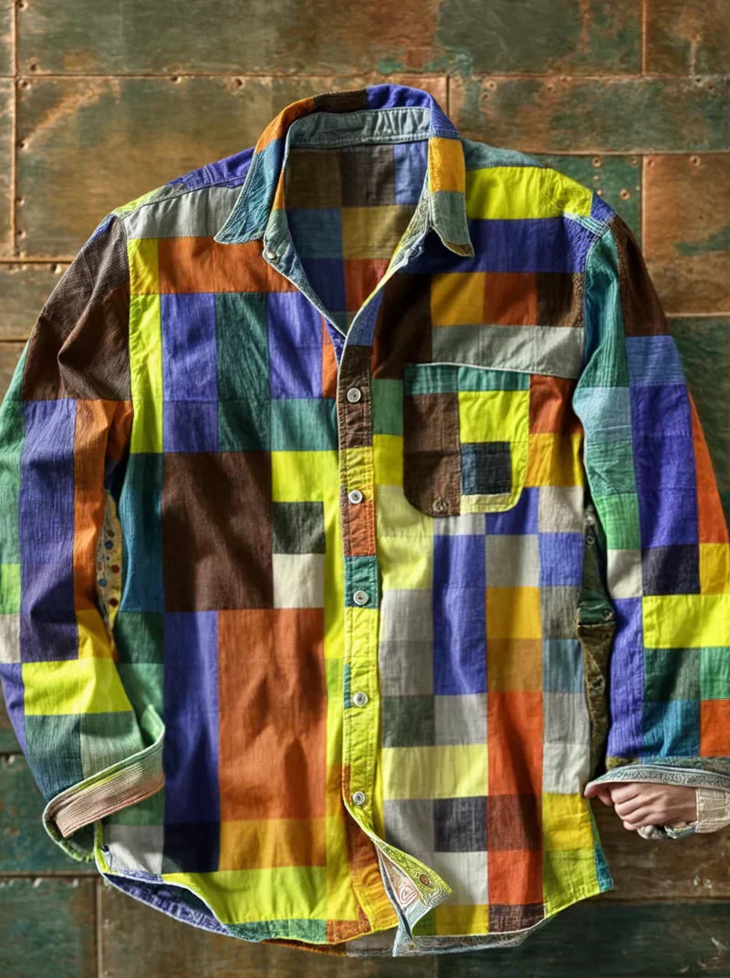 Arco | Camisa patchwork de manga larga multicolor