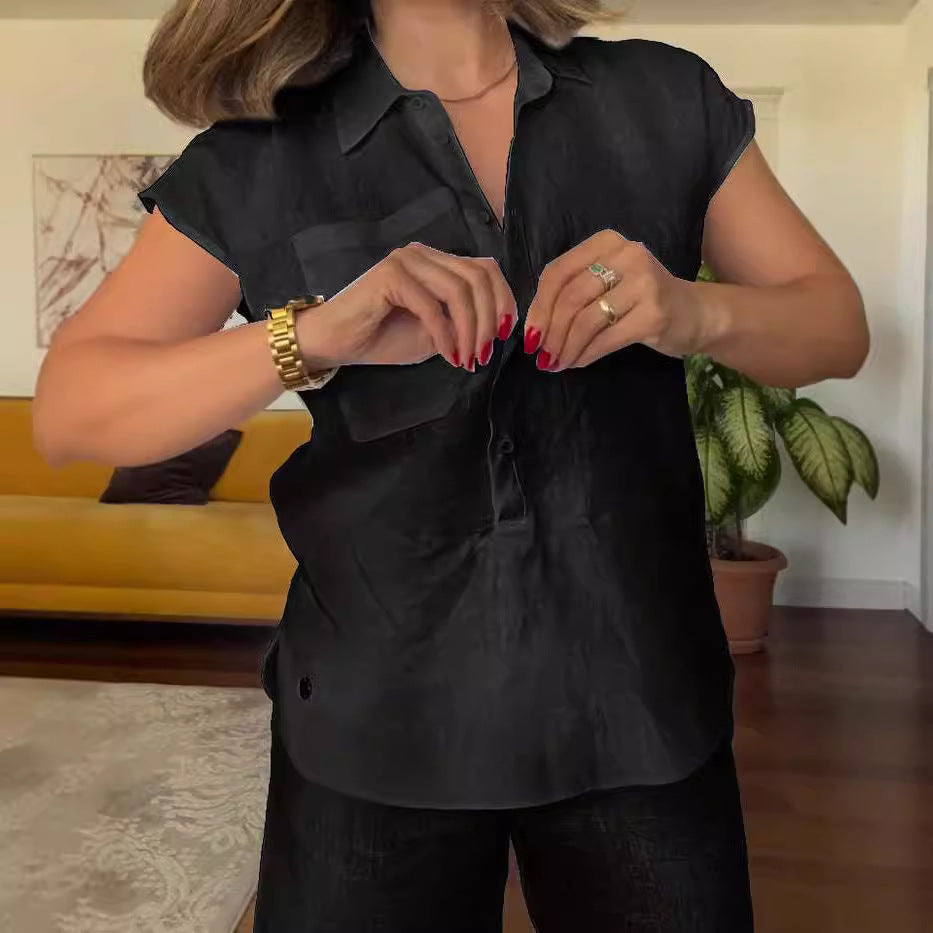 🌷Último día 50% DE DESCUENTO🔥 Conjunto de Dos Piezas para Mujer: Camisa Casual de Lino y Pantalón de Pierna Ancha (Compra 2 y Envío Gratis)