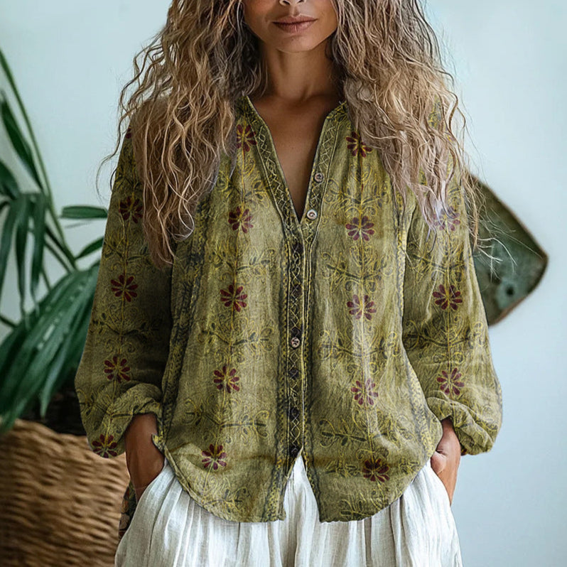 Martina | Blusa fluida con stampa rétro