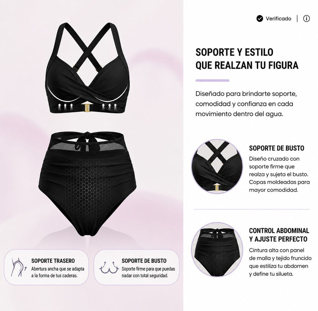 Sabine | Bikini 2 en 1 de Talle Alto con Control de Abdomen