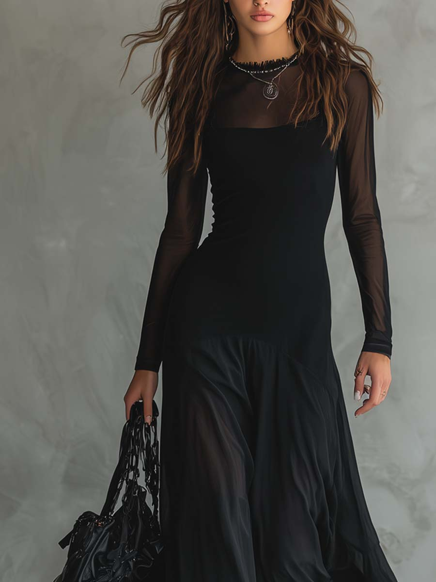 Neroa · Vestido maxi holgado de tul negro