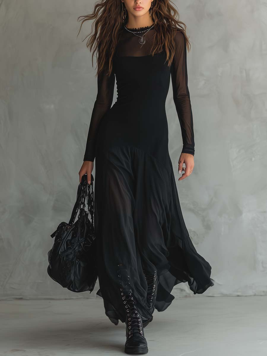 Neroa · Vestido maxi holgado de tul negro