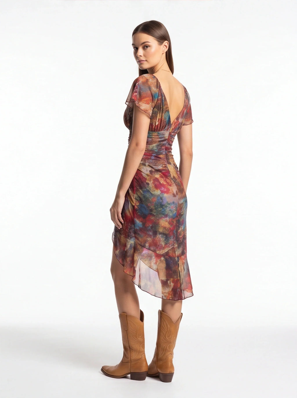 Soleya | Robe midi bohème froncée