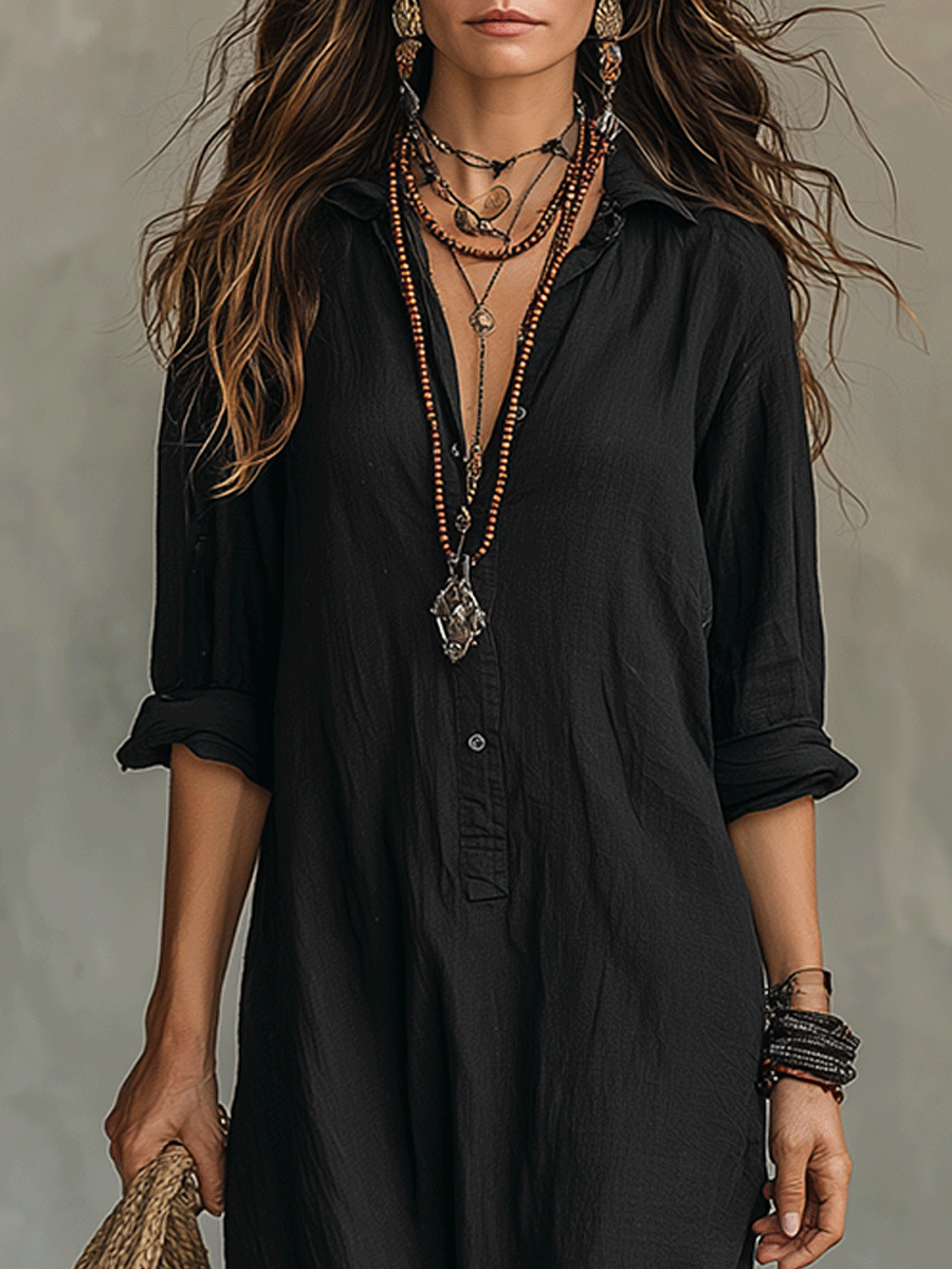 Vestido Maxi Boho con Botones al Frente
