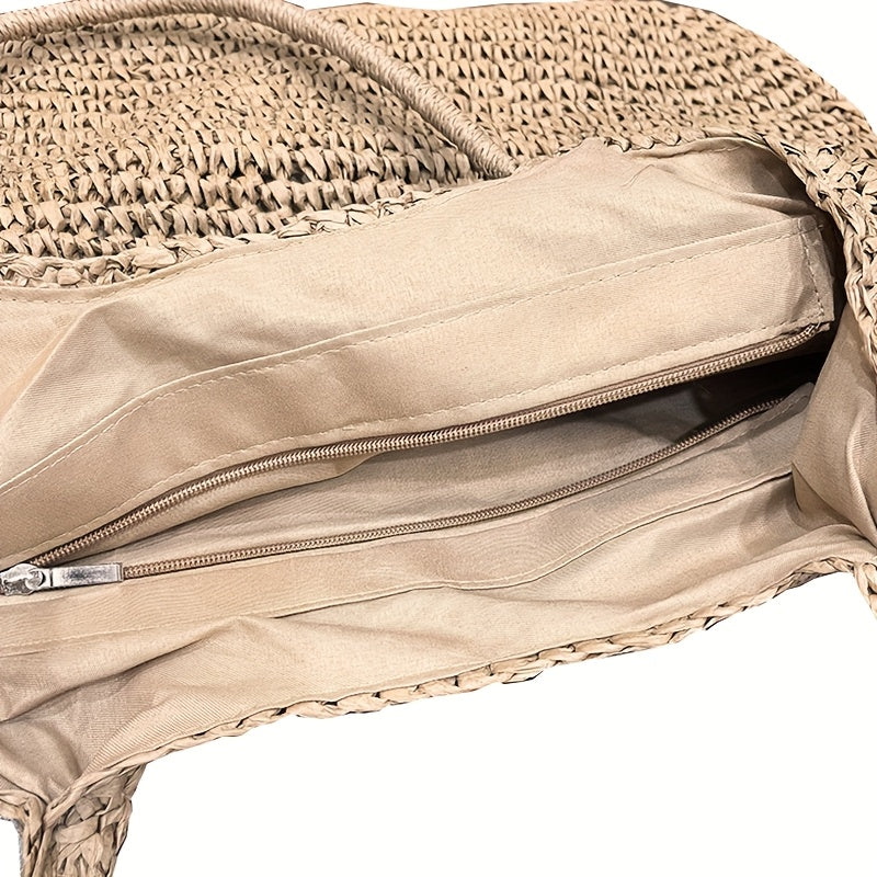 Marisol | Bolso de Hombro de Paja Trenzada - Avellana