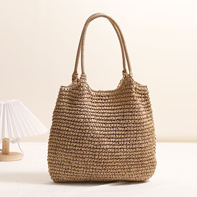 Marisol | Bolso de Hombro de Paja Trenzada - Avellana