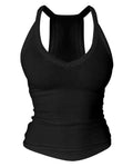 Built-in Bra V-Neck Ribbed Spaghetti Strap Cami Top