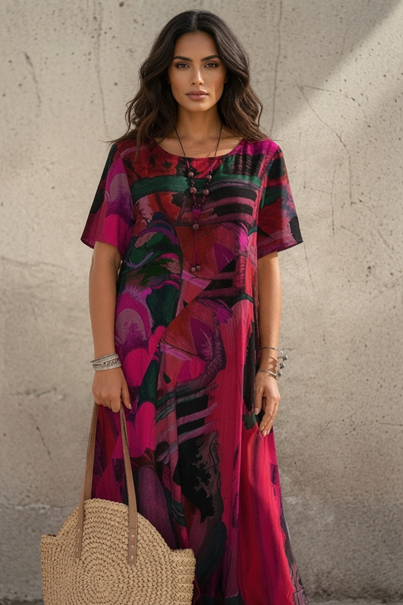 Elegante vestido de seda de morera "Brisa Tropical"