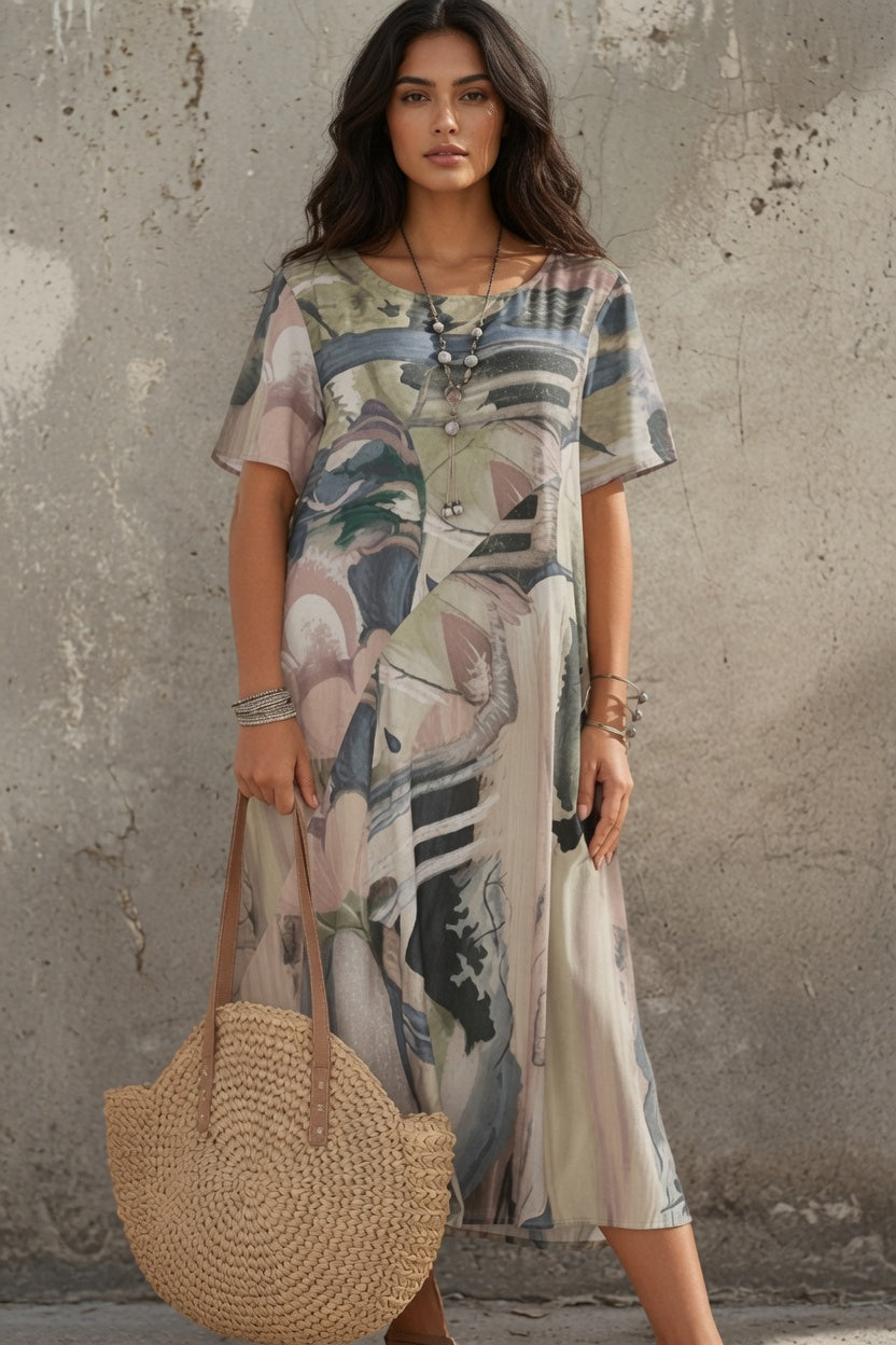 Elegante vestido de seda de morera "Brisa Tropical"
