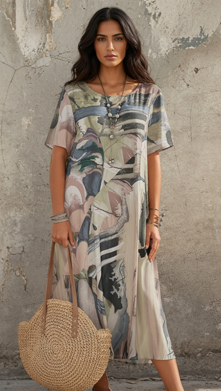 Elegante vestido de seda de morera "Brisa Tropical"