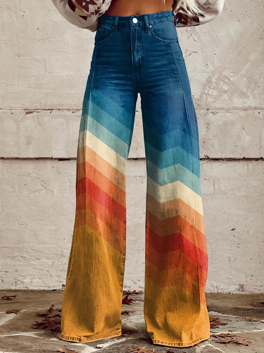 Léa - Pantalones Zigzag Retro Elegantes