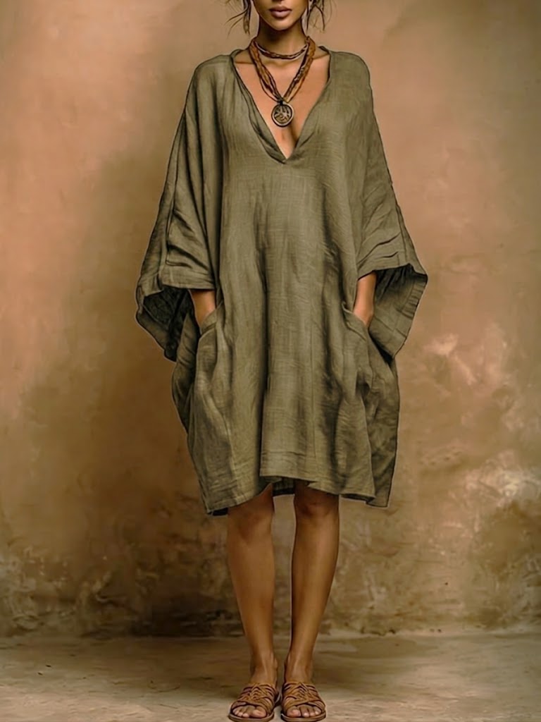 💝💝Vestido Casual Holgado de Algodón y Lino