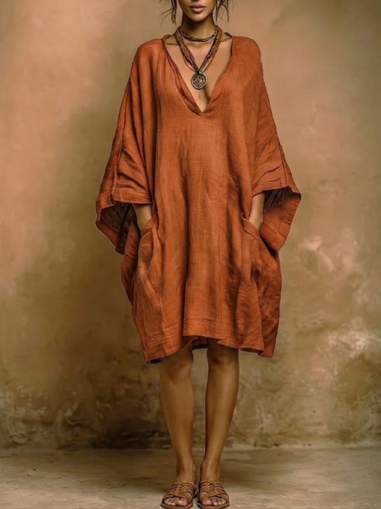 💝💝Vestido Casual Holgado de Algodón y Lino