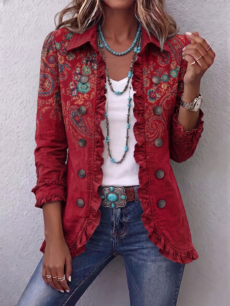 💛LAST DAY SAVE 49% ⏰Bohemian Paisley Ruffle Jacket