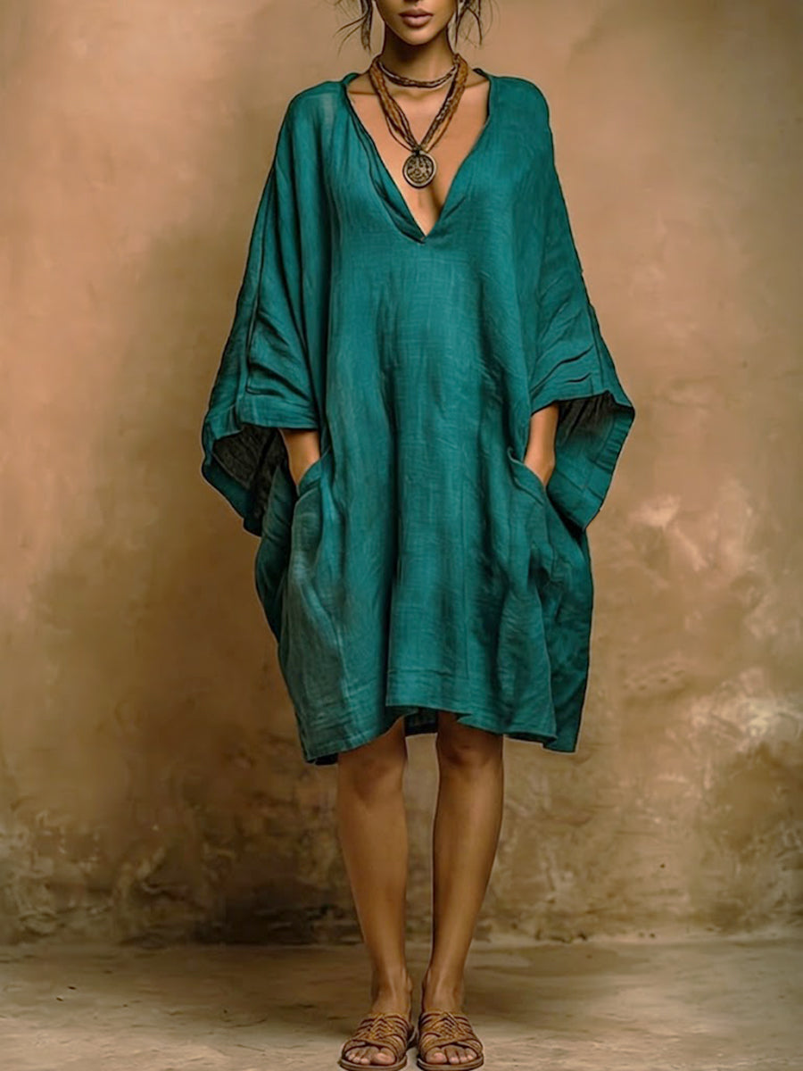 💝💝Vestido Casual Holgado de Algodón y Lino