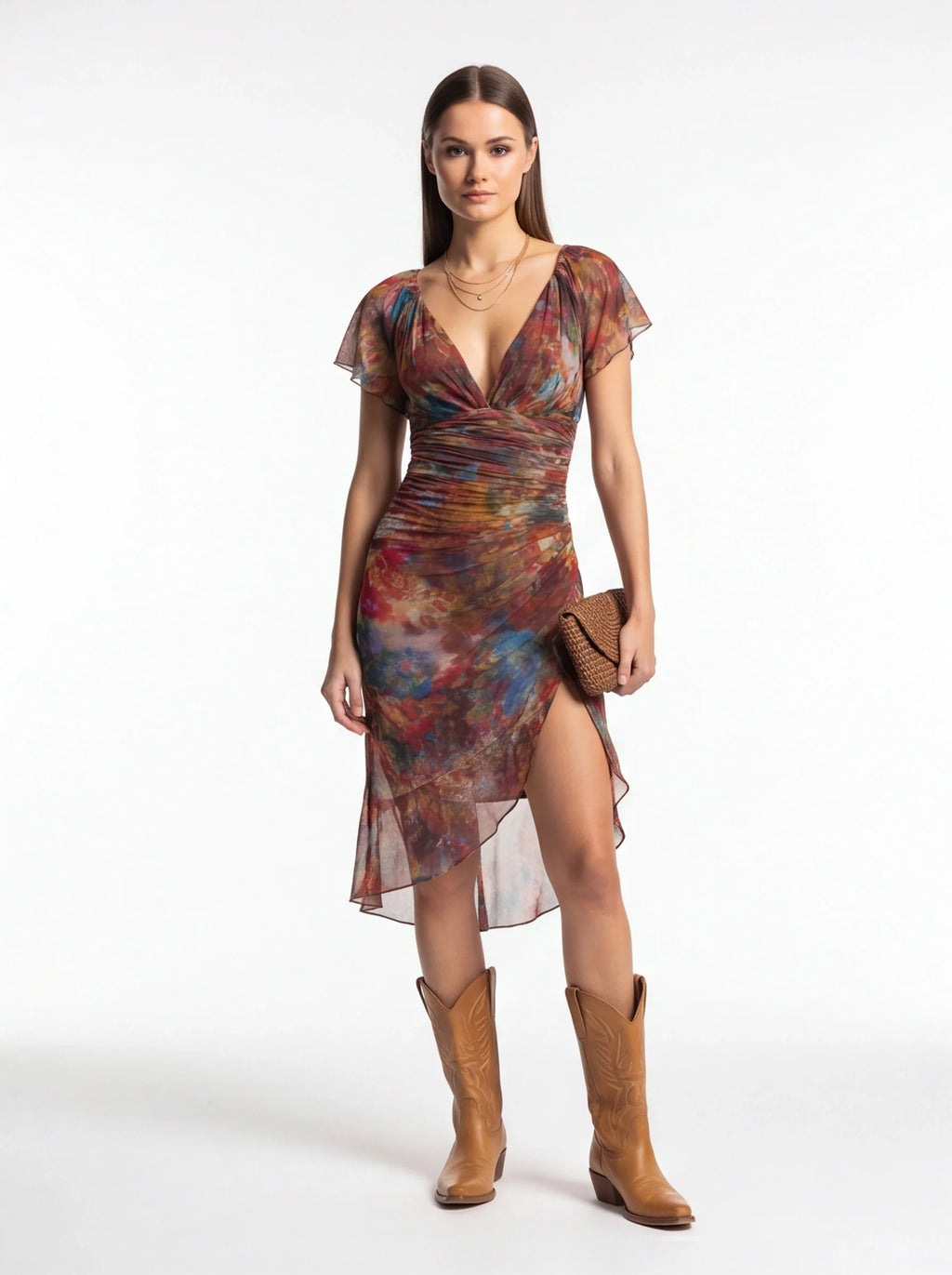 Soleya | Robe midi bohème froncée